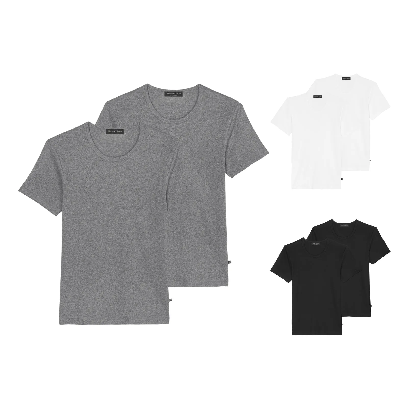 2er Pack Marc O´Polo Herren T-Shirts Iconic Rib Crew Neck Organic Cotton Stretch