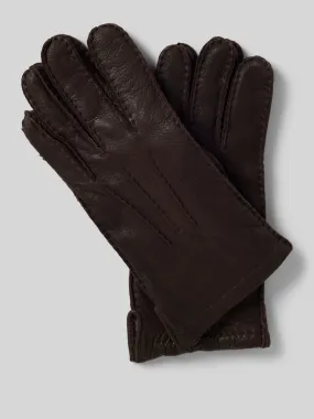bugatti Lederhandschuhe mit Ziernähten (dunkelbraun) online kaufen