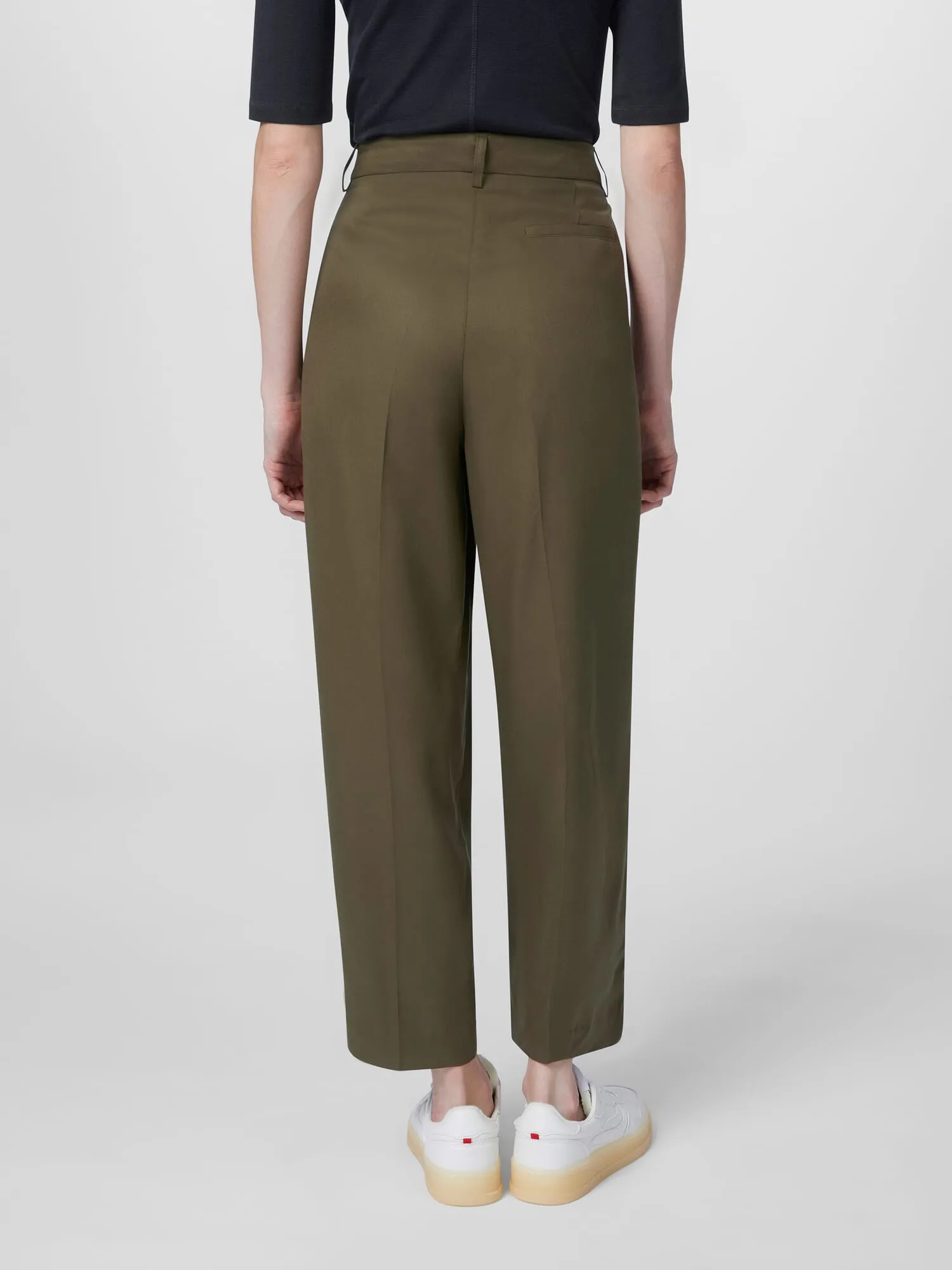 Damen-Bundfaltenhose, Oliv