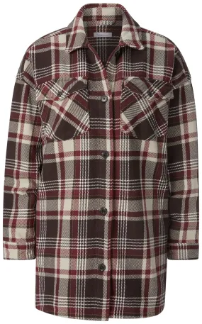 Damen-Hemdjacke kariert, Braunrot
