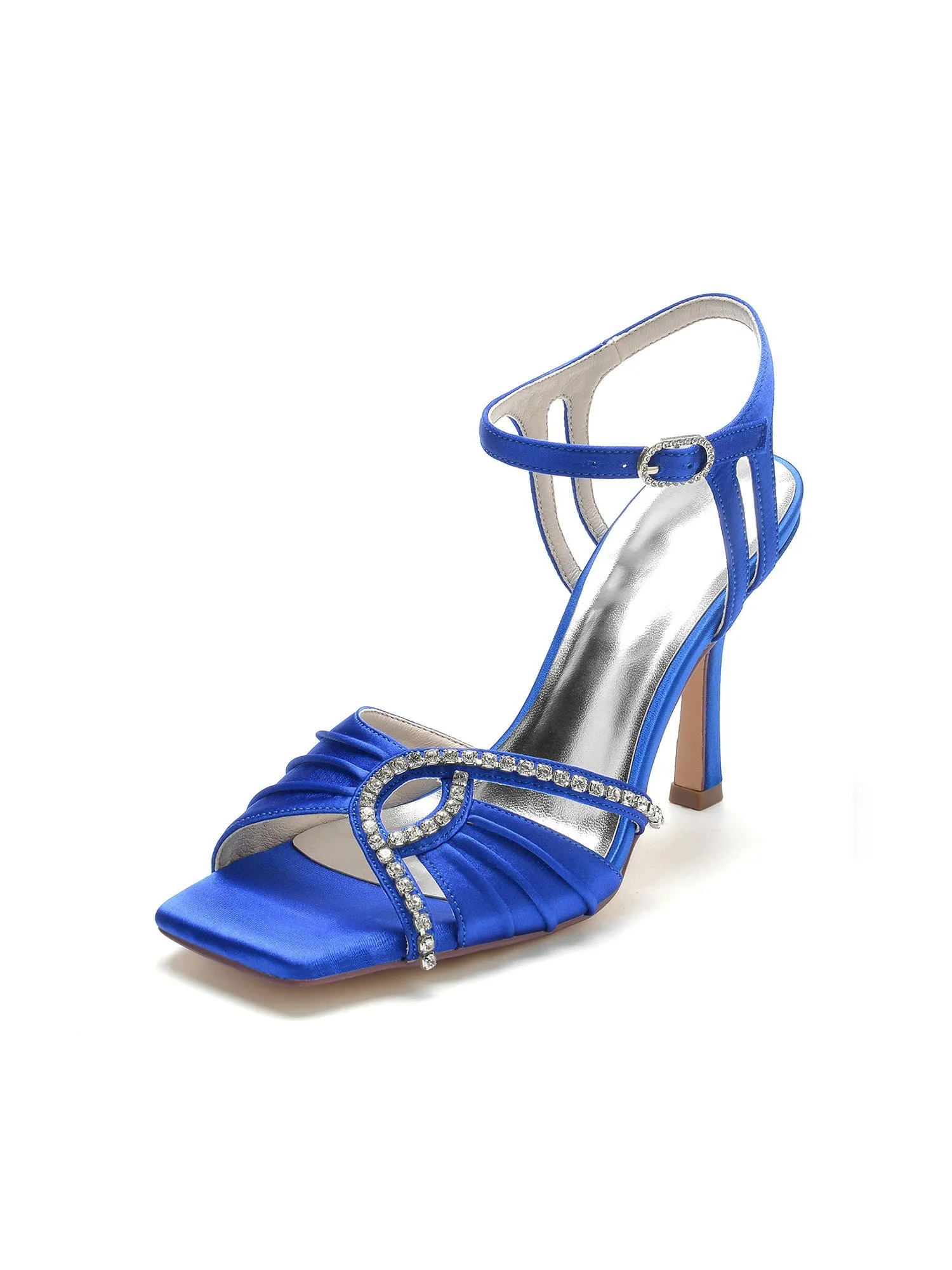 Elegante quadratische High Heels Mit Offener Zehenpartie Und Strass