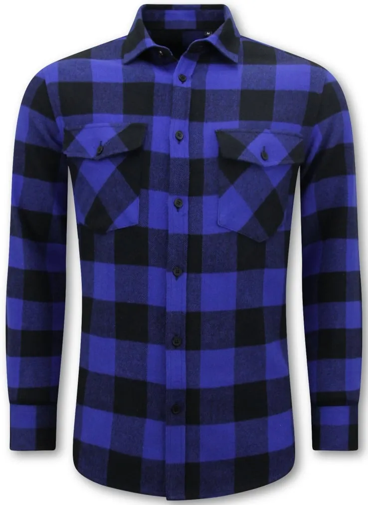 Flanellhemd Herren - Holzfällerbluse Herren - Blau