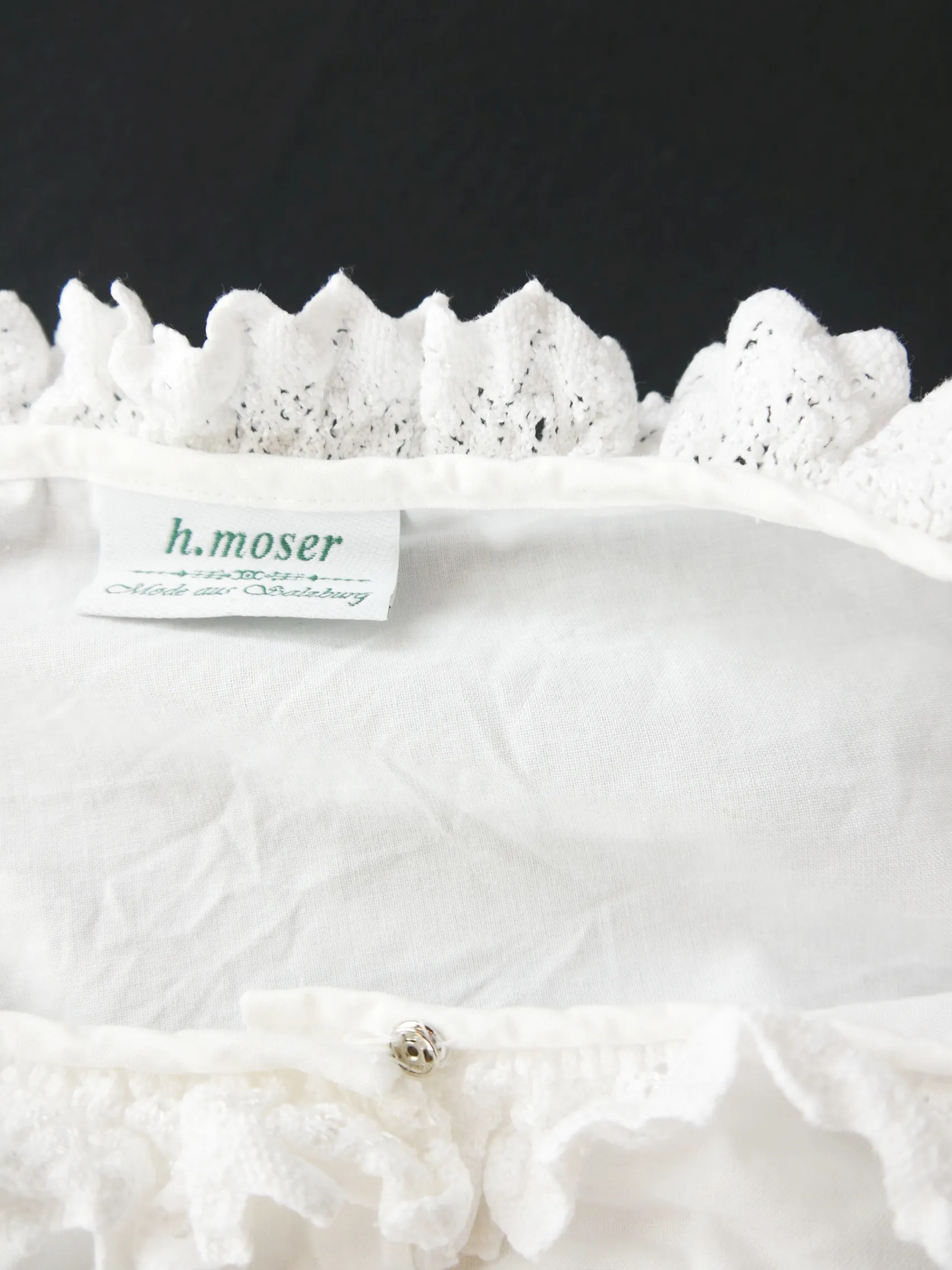 Gr.36 Dirndlbluse weiß Bluse für Dirndl H.Moser Baumwolle mit Spitze B10263