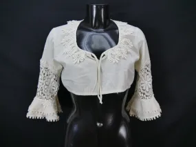 Gr.44 Dirndlbluse creme Bluse für Dirndl Dacron Baumwollmischung Spitze B10162