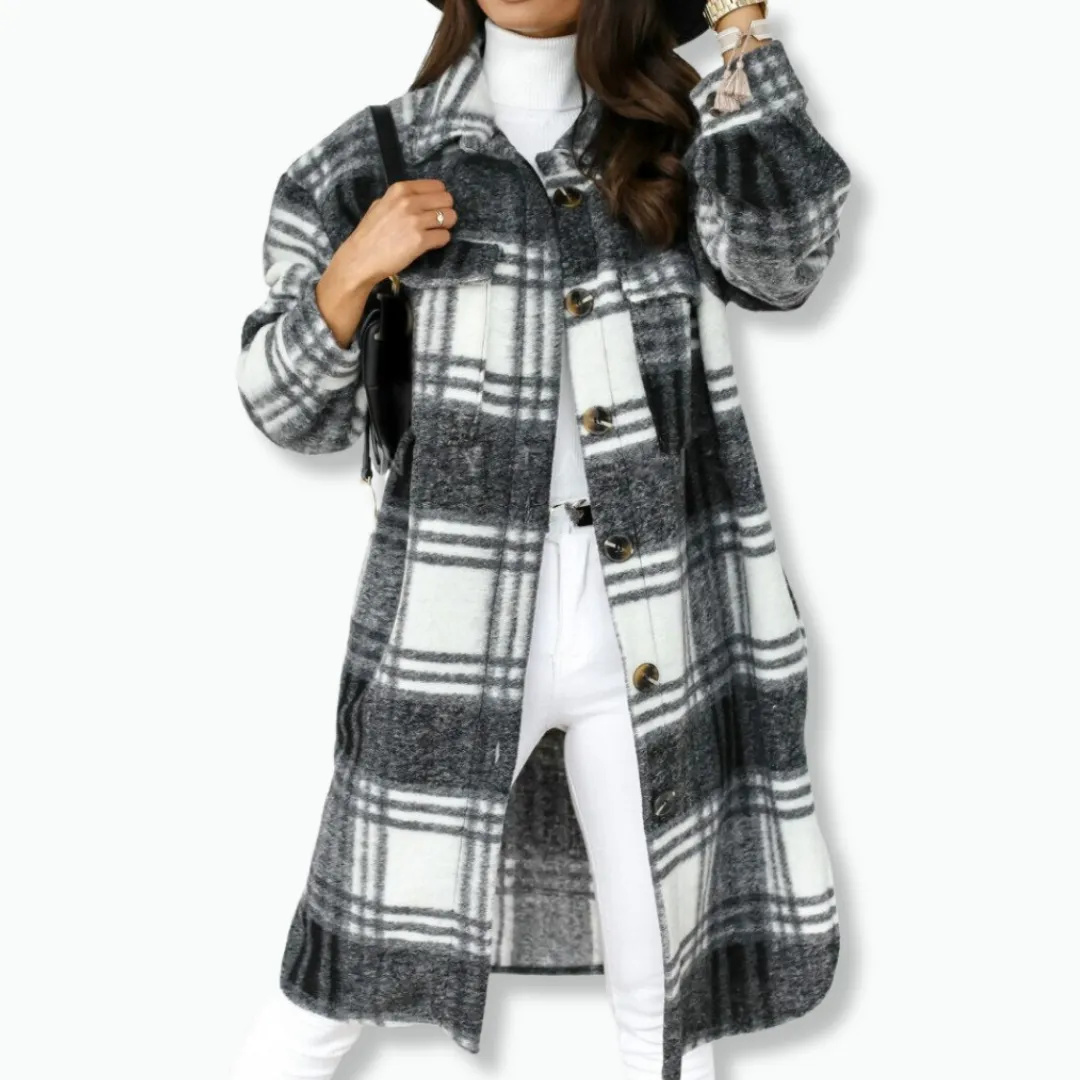 Heidi-Mode | Mantel Damen Karo Trenchcoat