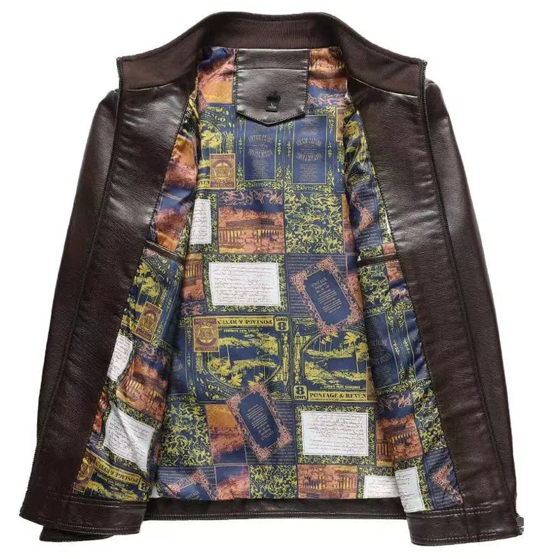 Herren Warmes Plüschfutter Lederjacke Mantel - Geschenk für ihn!