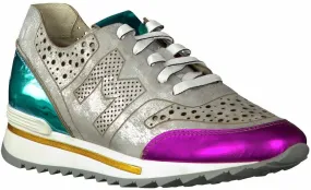 Leder-Schnürschuhe für Damen 101382576633 (Silber/Bunt)