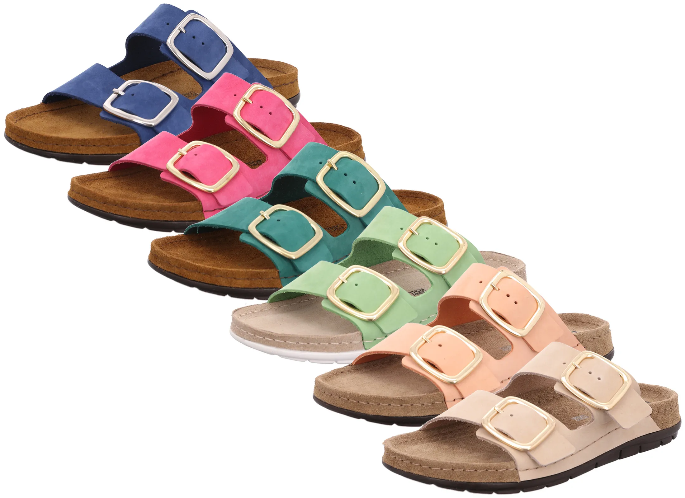 Rohde Damen Pantolette Nubukleder goldene Schnalle Sommerfarbe Rodigo-D