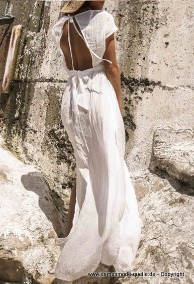 Sexy Cut Out Strandkleid in Weiss